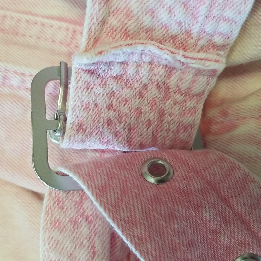 Vintage River Island Faded Pink Belted Denim Romper - Picture 5 of 6